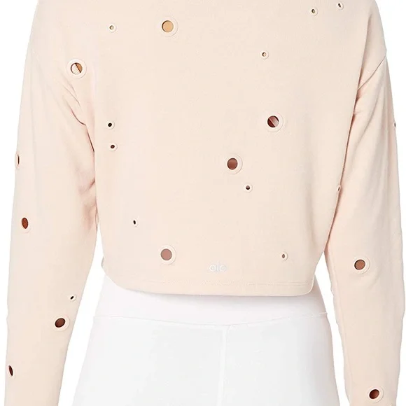 ALO Cadence grommet cropped sweatshirt in Peach. Size Medium.  Like new - Picture 5 of 5